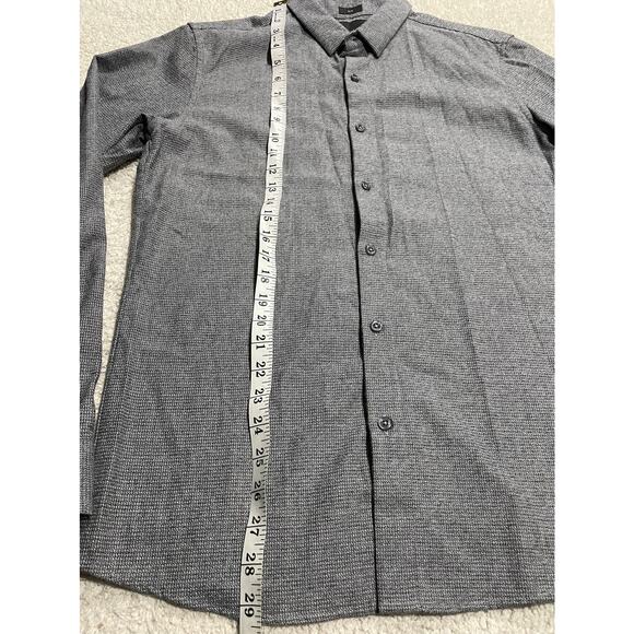 01.Algo Men's Size Medium Slim Fit Button Up Long Sleeve Shirt Grey - Picture 5 of 12